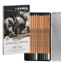 Matite Rembrandt Polycolor - 3,7 mm - colori assortiti - Lyra - astuccio metallo 12 pezzi