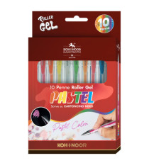 Roller gel colorati - colori pastel - Koh.I.Noor - astuccio 10 roller