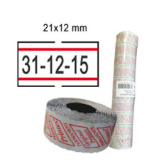 Rotolo da 1000 etichette per Printex Smart - 21x12 mm - adesivo permanente - bianco con righe rosse - Printex - Pack 10