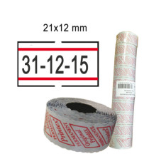 Rotolo da 1000 etichette per Printex Smart - 21x12 mm - adesivo removibile - bianco con righe rosse - Printex - Pack 10 Rotolo da 1000 etichette per Printex Smart - 21x12 mm - adesivo removibile - bianco con righe rosse - Printex - Pack 10