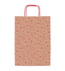 Shopper natale - 16 x 8 x 21 cm - carta kraft - fantasia stelline - rosso - Rex Sadoch Shopper natale - 16 x 8 x 21 cm - carta kraft - fantasia stelline - rosso - Rex Sadoch