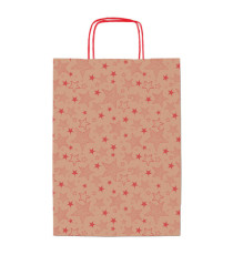 Shopper natale - 16 x 8 x 21 cm - carta kraft - fantasia stelline - rosso - Rex Sadoch Shopper natale - 16 x 8 x 21 cm - carta kraft - fantasia stelline - rosso - Rex Sadoch