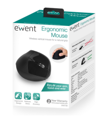 Mouse wireless ergonomico verticale Ewent EW3158 nero, con batteria al litio ricaricabile 5 tasti + rotella fino a 1600dpi Mouse wireless ergonomico verticale Ewent EW3158 nero, con batteria al litio ricaricabile 5 tasti + rotella fino a 1600dpi