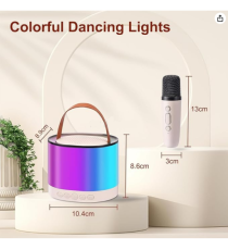 Altoparlante speaker bluetooth 5.2 5W karaoke con 2 microfon1, casse stile retrò, ricarica usb-c, autonomia 12 ore, fino a 10mt Altoparlante speaker bluetooth 5.2 5W karaoke con 2 microfon1, casse stile retrò, ricarica usb-c, autonomia 12 ore, fino a 10mt