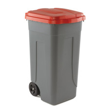 Bidone mobile - 49x54x85 cm - con chiusura a clip - 100 L - grigio/rosso - Mobil Plastic