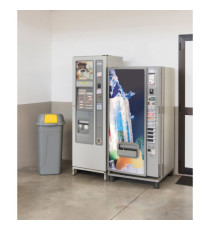 Bidone mobile Push - con coperchio - 49x54x95 cm - 100 L - grigio/giallo - Mobil Plastic Bidone mobile Push - con coperchio - 49x54x95 cm - 100 L - grigio/giallo - Mobil Plastic