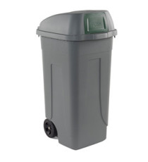 Bidone mobile Push - con coperchio - 49x54x95 cm - 100 L - grigio/verde - Mobil Plastic Bidone mobile Push - con coperchio - 49x54x95 cm - 100 L - grigio/verde - Mobil Plastic