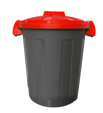 Contenitore portarifiuti Dusty - diametro 36 cm - altezza 45 cm - 25 L - coperchio rosso - nero - Mobil Plastic Contenitore portarifiuti Dusty - diametro 36 cm - altezza 45 cm - 25 L - coperchio rosso - nero - Mobil Plastic