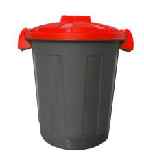 Contenitore portarifiuti Dusty - diametro 36 cm - altezza 45 cm - 25 L - coperchio rosso - nero - Mobil Plastic Contenitore portarifiuti Dusty - diametro 36 cm - altezza 45 cm - 25 L - coperchio rosso - nero - Mobil Plastic