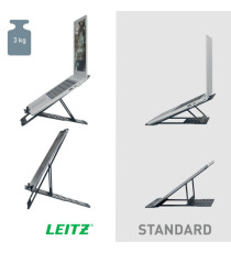 Supporto notebook - regolabile ultrapiatto - grigio scuro - in alluminio - Leitz
