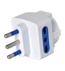 Adattatore triplo con spina 2P+T 16A - 2 prese bipasso 10/16A + 1 Schuko - MKC Adattatore triplo con spina 2P+T 16A - 2 prese bipasso 10/16A + 1 Schuko - MKC