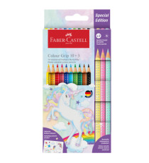 Astuccio 10 matite Colour Grip + 3 matite Sparkle - colori assortiti - Faber-Castell