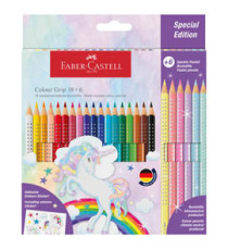 Astuccio 18 matite Colour Grip + 6 matite Sparkle - colori assortiti - Faber-Castell Astuccio 18 matite Colour Grip + 6 matite Sparkle - colori assortiti - Faber-Castell