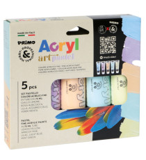 Colori Acryl - 75 ml - colori pastel assortiti - Primo - astuccio 5 colori