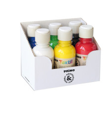 Colori per tessuti - 125 ml - colori assortiti - Primo - box 6 pezzi Colori per tessuti - 125 ml - colori assortiti - Primo - box 6 pezzi