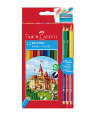 Matita colorata eco Il Castello+3 bicolor - diametro mina 3,00 mm - colori assortiti - Faber-Castell - astuccio 12 pezzi