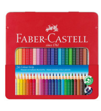 Matite colorate Colour Grip - acquerellabili - Faber-Castell - astuccio in metallo 24 pezzi Matite colorate Colour Grip - acquerellabili - Faber-Castell - astuccio in metallo 24 pezzi