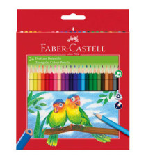 Matite colorate Eco - triangolari - diametro mina 3 mm - con temperino - colori assortiti - Faber-Castell - astuccio 24