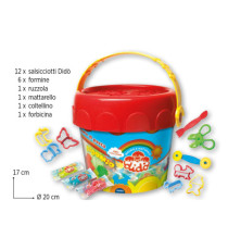 Pasta modellabile DiDò medio - DiDò - secchiello 12 salsicciotti con attrezzi Pasta modellabile DiDò medio - DiDò - secchiello 12 salsicciotti con attrezzi