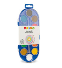 Pastiglie Acquerelli -  ø 30mm - colori assortiti - Primo - astuccio da 12 pastiglie