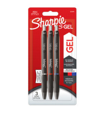 Penna gel a scatto - 0.7 mm - nero/blu/rosso - Sharpie - conf. 3 pezzi