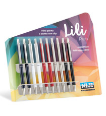 Penna mini a scatto da agenda - colori assortiti - Lebez - conf. 10 pezzi