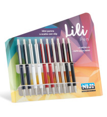 Penna mini a scatto da agenda - colori assortiti - Lebez - conf. 10 pezzi