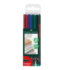 Pennarello Multimark universale con gomma - astuccio 4 colori - punta superfine 0,4 mm - Faber-Castell Pennarello Multimark universale con gomma - astuccio 4 colori - punta superfine 0,4 mm - Faber-Castell