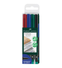 Pennarello Multimark universale permanente con gomma  - punta media 1,0mm - astuccio 4 colori - Faber-Castell Pennarello Multimark universale permanente con gomma  - punta media 1,0mm - astuccio 4 colori - Faber-Castell