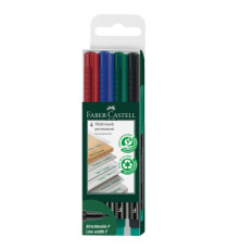 Pennarello Multimark universale permanente con gomma - punta fine 0,6 mm - astuccio 4 colori - Faber-Castell Pennarello Multimark universale permanente con gomma - punta fine 0,6 mm - astuccio 4 colori - Faber-Castell