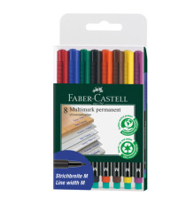 Pennarello Multimark universale permanente con gomma - punta media 1,0mm - astuccio 8 colori - Faber-Castell