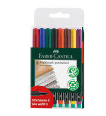 Pennarello Multimark universale permanente con gomma - punta superfine 0,4mm - astuccio 8 colori - Faber-Castell Pennarello Multimark universale permanente con gomma - punta superfine 0,4mm - astuccio 8 colori - Faber-Castell
