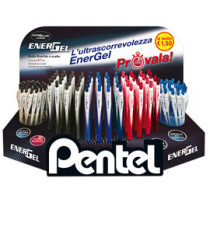 Roller Energel Slim - punta 0,7 mm - 3 colori assortiti (blu/nero/rosso - Pentel - expo 120 pezzi Roller Energel Slim - punta 0,7 mm - 3 colori assortiti (blu/nero/rosso - Pentel - expo 120 pezzi
