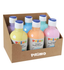 Tempera brillante pastello - 300 ml - colori pastel assortiti - Primo - box 6 colori