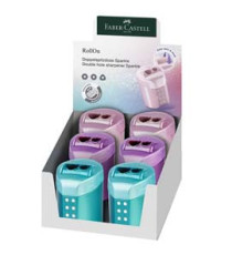 Temperamatite RollOn Sparkle - con serbatoio - 2 fori - colori assortiti - Faber-Castell