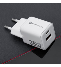 Caricabatterie da muro USB-A e USB-C type-c 35W 3A Forcell F-Energy Mini GaN III VT-35C bianco caricatore PD e Quick Charge 4.0 Caricabatterie da muro USB-A e USB-C type-c 35W 3A Forcell F-Energy Mini GaN III VT-35C bianco caricatore PD e Quick Charge 4.0
