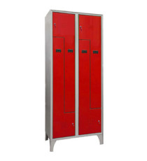 Armadio spogliatoio in metallo salvaspazio - a 2 ante a L - 80 x 50 x 195 cm - grigio/rosso - Fasma Armadio spogliatoio in metallo salvaspazio - a 2 ante a L - 80 x 50 x 195 cm - grigio/rosso - Fasma