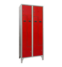 Armadio spogliatoio in metallo salvaspazio - a 2 ante a L - 80 x 50 x 195 cm - grigio/rosso - Fasma Armadio spogliatoio in metallo salvaspazio - a 2 ante a L - 80 x 50 x 195 cm - grigio/rosso - Fasma