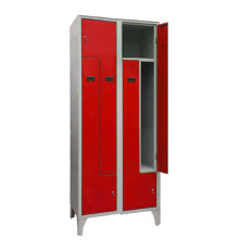 Armadio spogliatoio in metallo salvaspazio - a 2 ante a L - 80 x 50 x 195 cm - grigio/rosso - Fasma