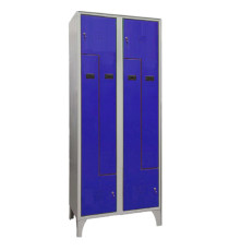 Armadio spogliatoio in metallo salvaspazio - a 4 ante a L - 80 x 50 x 195 cm - grigio/blu - Fasma Armadio spogliatoio in metallo salvaspazio - a 4 ante a L - 80 x 50 x 195 cm - grigio/blu - Fasma