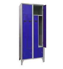 Armadio spogliatoio in metallo salvaspazio - a 4 ante a L - 80 x 50 x 195 cm - grigio/blu - Fasma