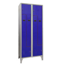Armadio spogliatoio in metallo salvaspazio - a 4 ante a L - 80 x 50 x 195 cm - grigio/blu - Fasma