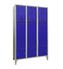 Armadio spogliatoio in metallo salvaspazio - a 6 ante a L - 120 x 50 x 195 cm - grigio/blu - Fasma Armadio spogliatoio in metallo salvaspazio - a 6 ante a L - 120 x 50 x 195 cm - grigio/blu - Fasma