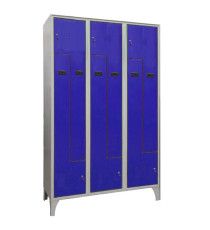 Armadio spogliatoio in metallo salvaspazio - a 6 ante a L - 120 x 50 x 195 cm - grigio/blu - Fasma