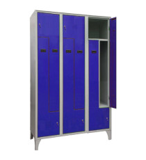 Armadio spogliatoio in metallo salvaspazio - a 6 ante a L - 120 x 50 x 195 cm - grigio/blu - Fasma