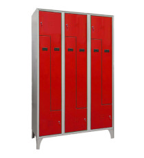 Armadio spogliatoio in metallo salvaspazio - a 6 ante a L - 120 x 50 x 195 cm - grigio/rosso - Fasma