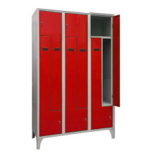 Armadio spogliatoio in metallo salvaspazio - a 6 ante a L - 120 x 50 x 195 cm - grigio/rosso - Fasma