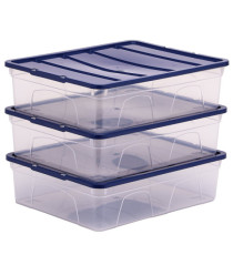 Contenitore multiuso Bankers Box - 32 x 40 x 11 cm - 12 L - PP - con coperchio blu - trasparente - Fellowes Contenitore multiuso Bankers Box - 32 x 40 x 11 cm - 12 L - PP - con coperchio blu - trasparente - Fellowes