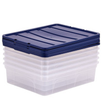 Contenitore multiuso Bankers Box - 32 x 40 x 11 cm - 12 L - PP - con coperchio blu - trasparente - Fellowes Contenitore multiuso Bankers Box - 32 x 40 x 11 cm - 12 L - PP - con coperchio blu - trasparente - Fellowes