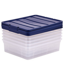 Contenitore multiuso Bankers Box - 32 x 40 x 11 cm - 12 L - PP - con coperchio blu - trasparente - Fellowes Contenitore multiuso Bankers Box - 32 x 40 x 11 cm - 12 L - PP - con coperchio blu - trasparente - Fellowes
